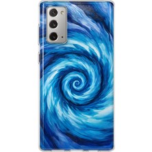 MONOFLEX Samsung Galaxy Note 20 Uyumlu Mavi Spiral Dalga Desenli Şeffaf Telefon Kılıfı