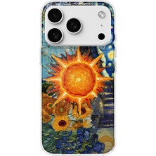 MONOFLEX iPhone 18 Pro Max Uyumlu Van Gogh Ayçiçeği ve Güneş Kolaj Desenli Şeffaf Telefon Kılıfı