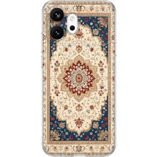 MONOFLEX Honor 600 Uyumlu Bej Lacivert Halı Deseni Desenli Şeffaf Telefon Kılıfı