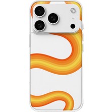 MONOFLEX iPhone 18 Pro Max Uyumlu Turuncu Dalga Desenli Şeffaf Telefon Kılıfı