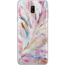 MONOFLEX Samsung Galaxy J6 Plus Uyumlu Fırça Darbeleri Desenli Şeffaf Telefon Kılıfı