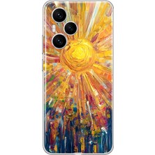 MONOFLEX Honor 400 Pro 5g Uyumlu Yağlı Boya Parlak Güneş Desenli Şeffaf Telefon Kılıfı
