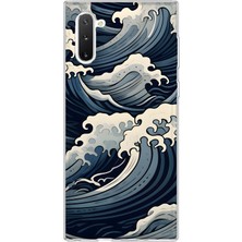 MONOFLEX Samsung Galaxy Note 10 Uyumlu Japon Deniz Dalgası Desenli Şeffaf Telefon Kılıfı