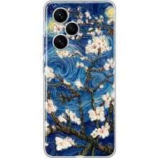 MONOFLEX Honor 400 Pro 5g Uyumlu Van Gogh Badem Çiçeği Yıldızlı Gece Desenli Şeffaf Telefon Kılıfı