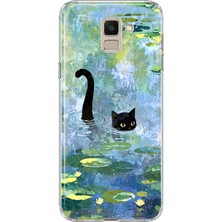 MONOFLEX Samsung Galaxy J6 Uyumlu Kedi Desenli Şeffaf Telefon Kılıfı