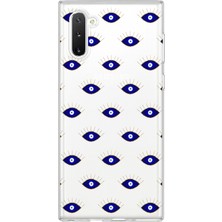 MONOFLEX Samsung Galaxy Note 10 Uyumlu Nazar Gözler Desenli Şeffaf Telefon Kılıfı