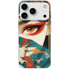 MONOFLEX iPhone 18 Pro Uyumlu Japon Sanatı Desenli Şeffaf Telefon Kılıfı