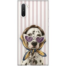MONOFLEX Samsung Galaxy Note 10 Uyumlu Çizgili Gözlüklü Dalmaçyalı Desenli Şeffaf Telefon Kılıfı
