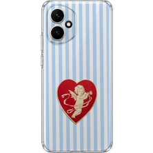 MONOFLEX Honor 400 Uyumlu Çizgili Kalpli Melek Desenli Şeffaf Telefon Kılıfı