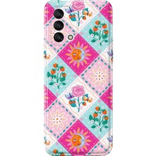 MONOFLEX Oppo A74 Uyumlu Çiçek Karo Desenli Şeffaf Telefon Kılıfı