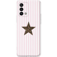 MONOFLEX Oppo A74 Uyumlu Çizgili Leopar Yıldız Desenli Şeffaf Telefon Kılıfı