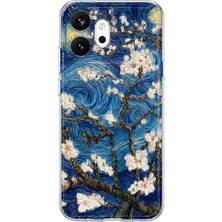 MONOFLEX Honor 600 Uyumlu Van Gogh Badem Çiçeği Yıldızlı Gece Desenli Şeffaf Telefon Kılıfı