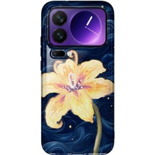 MONOFLEX Xiaomi 17 Pro Max Uyumlu Lacivert Gece Sarı Zambak Desenli Şeffaf Telefon Kılıfı