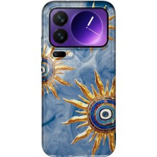 MONOFLEX Xiaomi 17 Pro Max Uyumlu Altın Güneş Nazar Desenli Şeffaf Telefon Kılıfı
