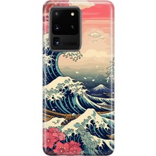 MONOFLEX Samsung Galaxy S20 Ultra Uyumlu Kanagava Dalga Desenli Şeffaf Telefon Kılıfı