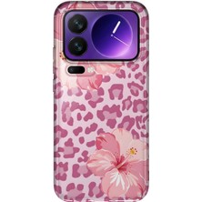 MONOFLEX Xiaomi 17 Pro Max Uyumlu  Leopar Amber Çiçeği Desenli Şeffaf Telefon Kılıfı