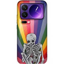 MONOFLEX Xiaomi 17 Pro Max Uyumlu Gökkuşağı Iskelet Desenli Şeffaf Telefon Kılıfı