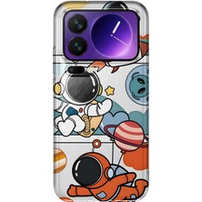 MONOFLEX Xiaomi 17 Pro Max Uyumlu Astronot ve Gezegen Çizimi Desenli Şeffaf Telefon Kılıfı