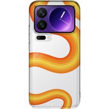 MONOFLEX Xiaomi 17 Pro Max Uyumlu Turuncu Dalga Desenli Şeffaf Telefon Kılıfı