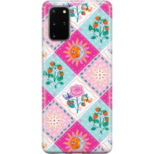 MONOFLEX Samsung Galaxy S20 Plus Uyumlu Çiçek Karo Desenli Şeffaf Telefon Kılıfı
