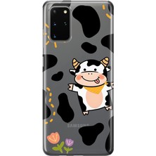 MONOFLEX Samsung Galaxy S20 Plus Uyumlu Inek Desenli Şeffaf Telefon Kılıfı
