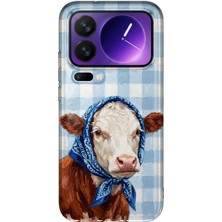 MONOFLEX Xiaomi 17 Pro Max Uyumlu Fularlı Inek Yağlı Boya Desenli Şeffaf Telefon Kılıfı