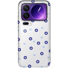 MONOFLEX Xiaomi 17 Pro Max Uyumlu Nazar Boncuğu ve Kalp Desenli Şeffaf Telefon Kılıfı