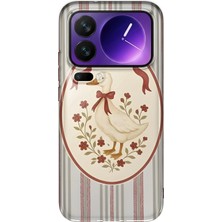 MONOFLEX Xiaomi 17 Pro Max Uyumlu Vintage Çizgili Fiyonklu Kaz Desenli Şeffaf Telefon Kılıfı