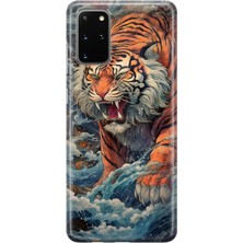 MONOFLEX Samsung Galaxy S20 Plus Uyumlu Kaplan Desenli Şeffaf Telefon Kılıfı