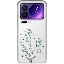 MONOFLEX Xiaomi 17 Pro Max Uyumlu Minimal Çiçek Desenli Şeffaf Telefon Kılıfı