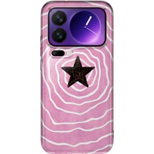 MONOFLEX Xiaomi 17 Pro Max Uyumlu Spiral Siyah Yıldız Desenli Şeffaf Telefon Kılıfı