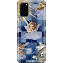 MONOFLEX Samsung Galaxy S20 Plus Uyumlu Mozaik Güneş Ay ve Melekler Desenli Şeffaf Telefon Kılıfı