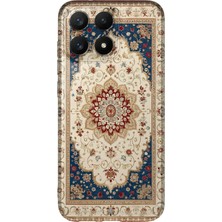 MONOFLEX Xiaomi 17 Uyumlu Bej Lacivert Halı Deseni Desenli Şeffaf Telefon Kılıfı