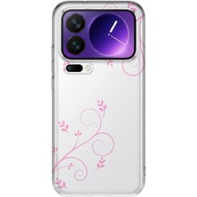 MONOFLEX Xiaomi 17 Pro Max Uyumlu Pembe Sarmaşık Desenli Şeffaf Telefon Kılıfı