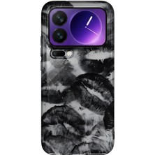 MONOFLEX Xiaomi 17 Pro Max Uyumlu Siyah Dudaklar Desenli Şeffaf Telefon Kılıfı