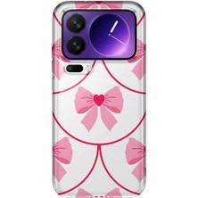 MONOFLEX Xiaomi 17 Pro Max Uyumlu Pembe Fiyonk Desenli Şeffaf Telefon Kılıfı