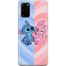 MONOFLEX Samsung Galaxy S20 Plus Uyumlu Angel ve Stitch Desenli Şeffaf Telefon Kılıfı