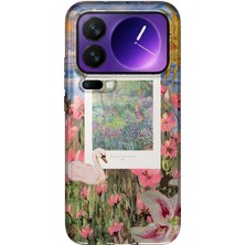 MONOFLEX Xiaomi 17 Pro Max Uyumlu Bahçe ve Flamingo Kolaj Desenli Şeffaf Telefon Kılıfı
