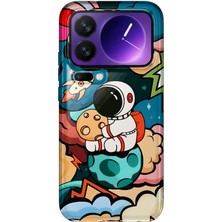 MONOFLEX Xiaomi 17 Pro Max Uyumlu Astronot Çizimi Desenli Şeffaf Telefon Kılıfı