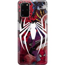 MONOFLEX Samsung Galaxy S20 Plus Uyumlu Örümcek Kolaj Desenli Şeffaf Telefon Kılıfı