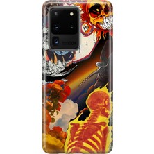 MONOFLEX Samsung Galaxy S20 Ultra Uyumlu Alev Kolaj Desenli Şeffaf Telefon Kılıfı