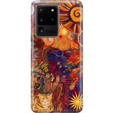 MONOFLEX Samsung Galaxy S20 Ultra Uyumlu Güneş Kolaj Desenli Şeffaf Telefon Kılıfı