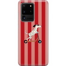 MONOFLEX Samsung Galaxy S20 Ultra Uyumlu Çizgili Dalmaçyalı Desenli Şeffaf Telefon Kılıfı