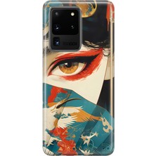MONOFLEX Samsung Galaxy S20 Ultra Uyumlu Japon Sanatı Desenli Şeffaf Telefon Kılıfı