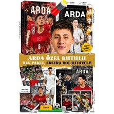Parodi Yayınları Arda Güler Futbolcu Kitabı Özel Kutulu Hediye Seti - Bileklik, 3D Biblo, Maske, Maç Kornası, Anahtarlık, 2 Dev Poster, 10 Kart, 2 Sticker, Defter ve Silgi Hediyeli
