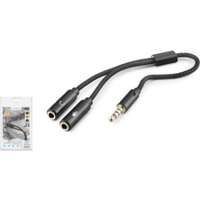 Pileli Store 3.5mm Mikrofon ve Aux Ses Ayırıcı Adaptör Siyah HDX1083