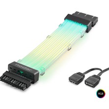 Pileli Store 24 Pin Argb Power Supply Uzatma Kablosu Gümüş Kaplamalı Bükülebilir 2 mm 108 LED Siyah ND2814B