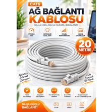 Cat6 RJ45 Ethernet Kablosu Yüksek Hızlı Internet ve Network Ağ Kablosu 20 Metre
