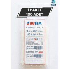 Sutem Beyaz Kablo Bağı Cırt Kelepçe 3.6 x 200 mm 100 Adet