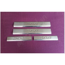 Woc Chrome Peugeot 308 Krom Kapı Eşiği Baskı 2007-2013 4 Parça Paslanmaz Çelik